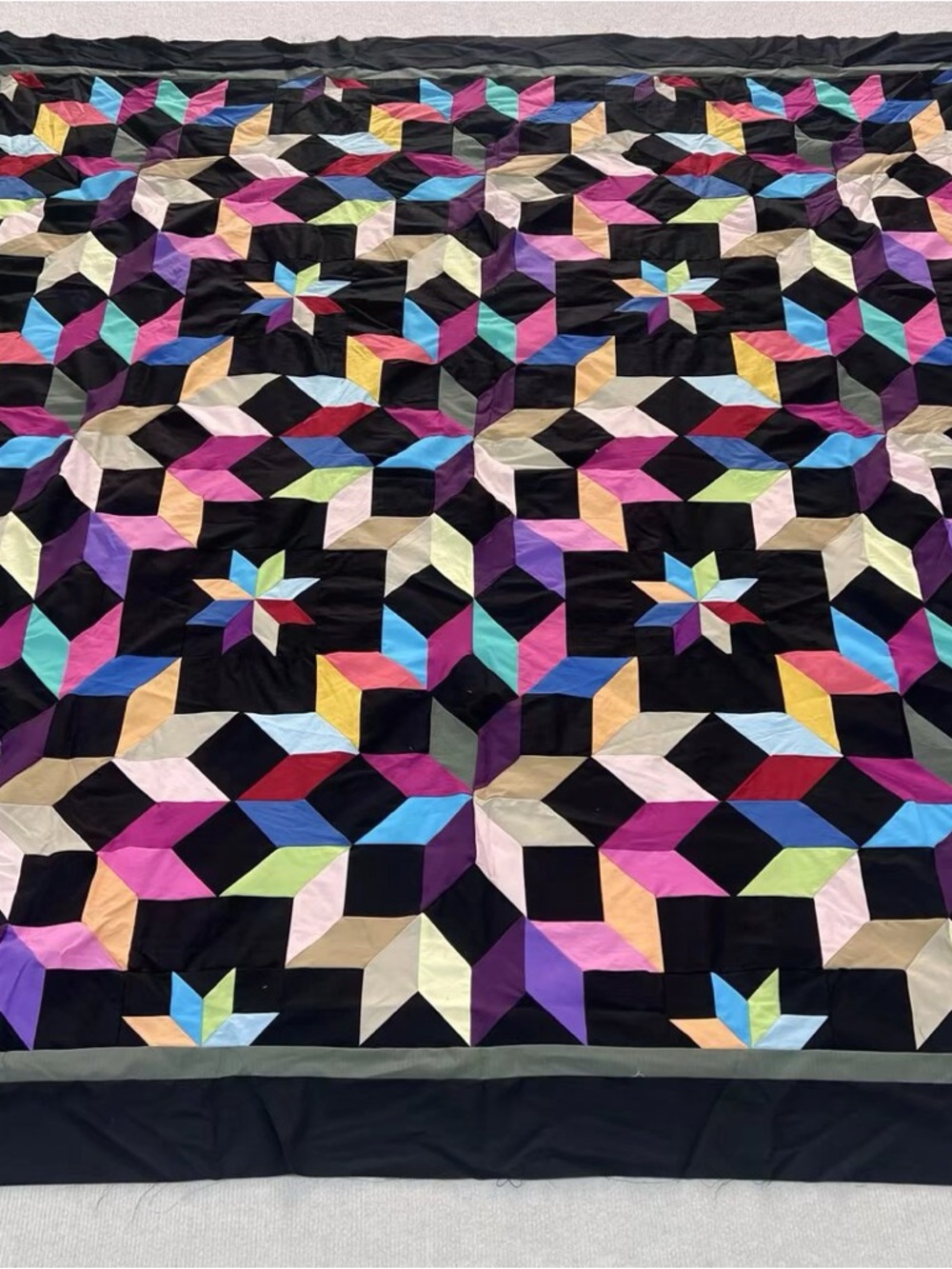 Cosmic Jewels Cotton Fabric Queen size Patchwork quilt top/topper
